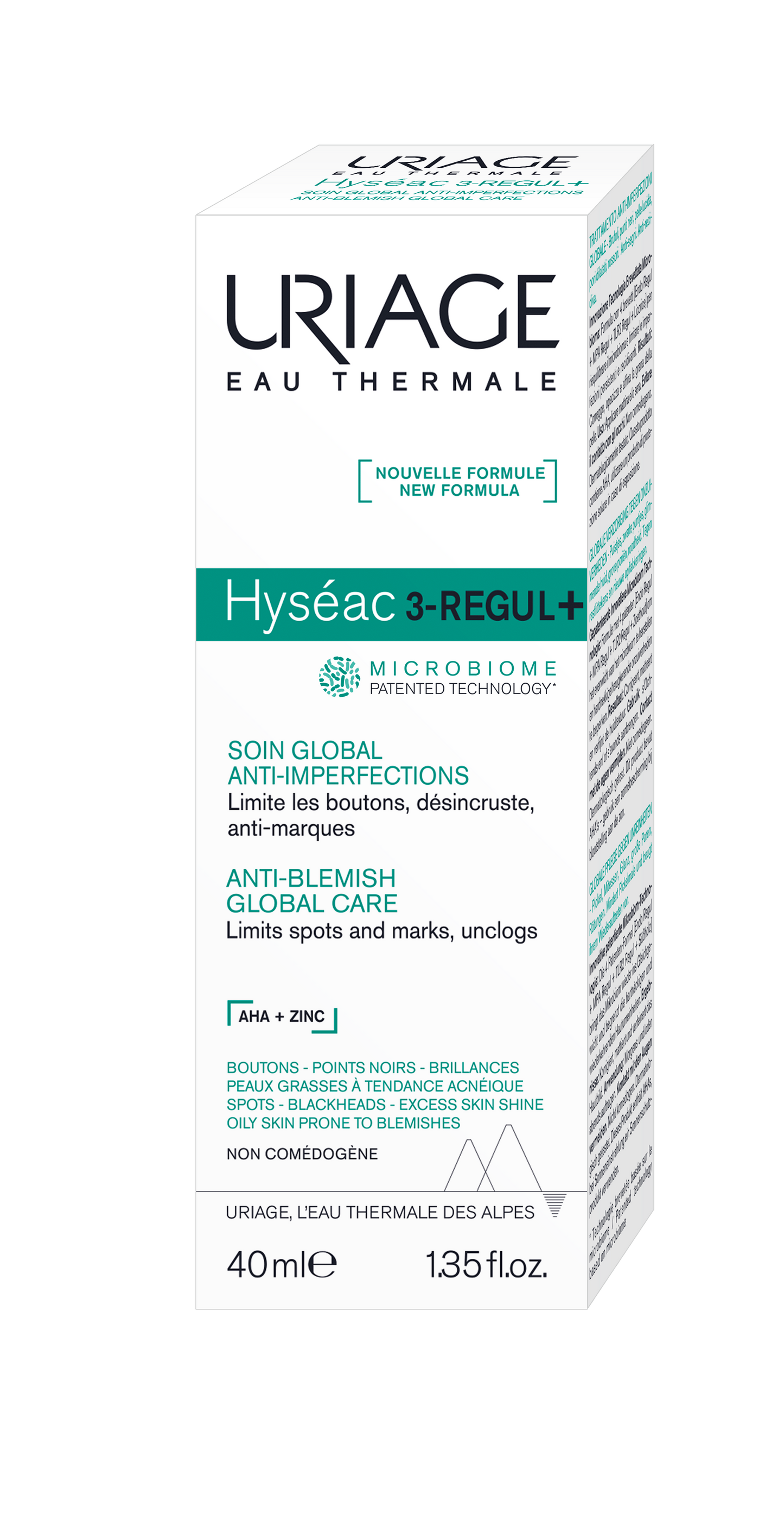 Uriage Hyseac 3-Regul + 40ml Limits Excess Sebum, Eliminate Blackhead for Oily to Combination Skin